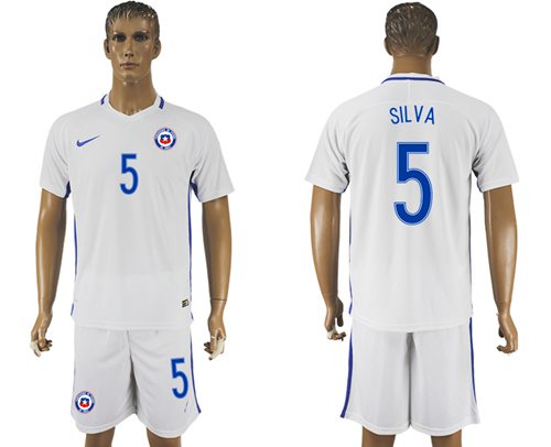 Chile #5 Silva Away Soccer Country Jersey